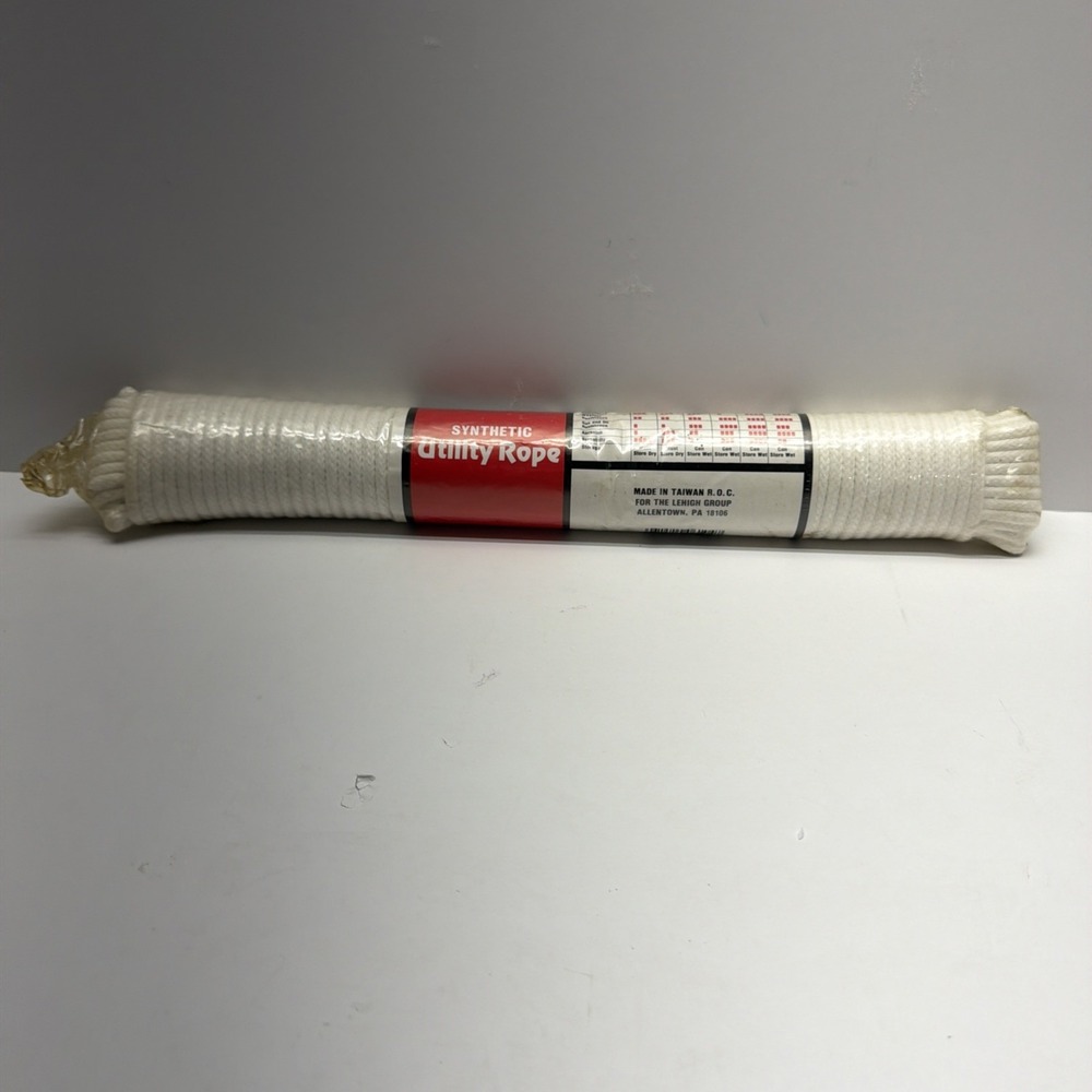 Lehigh Synthetic Utility Rope 100ft 3/16in White Clothesline Weather Resistant